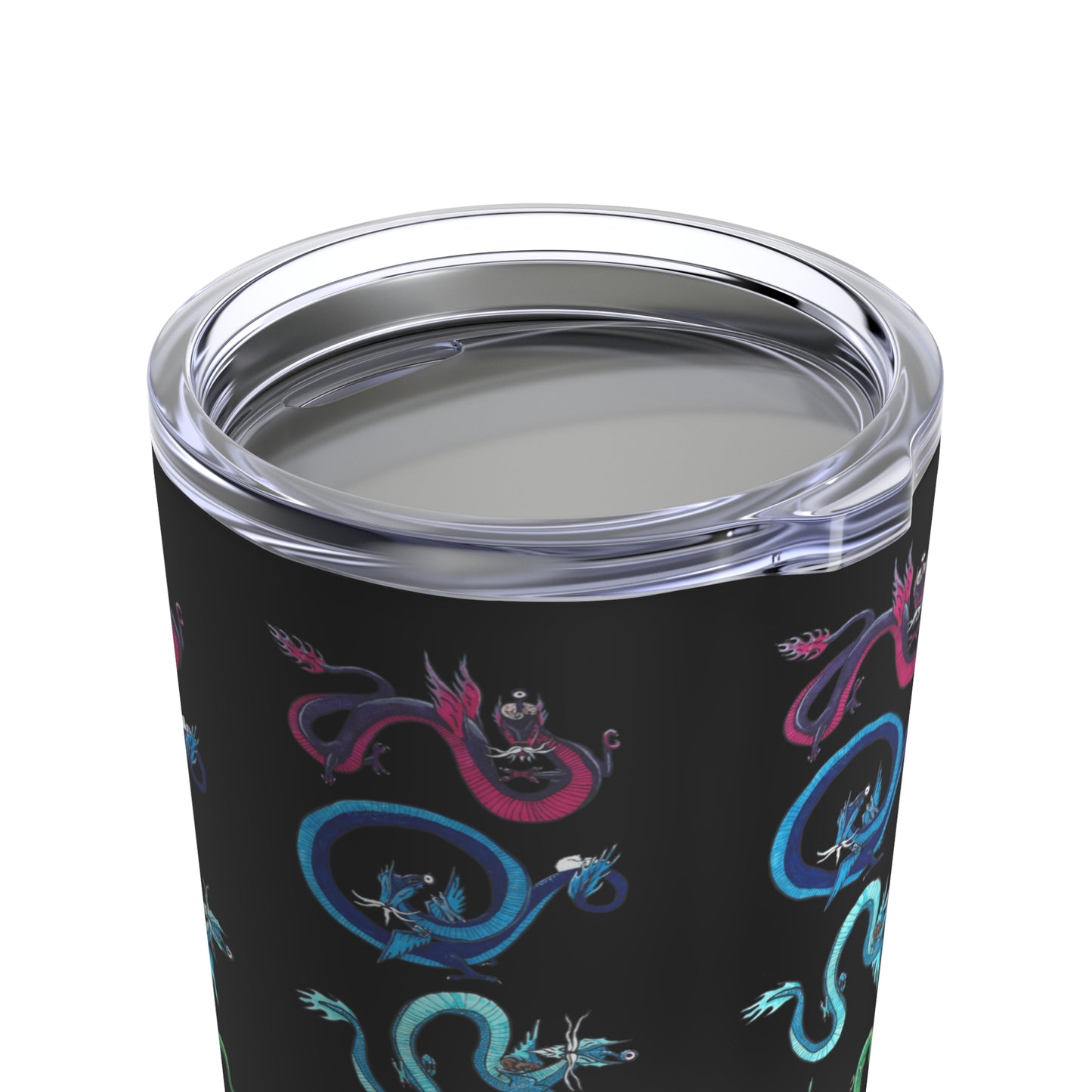 Multi-Colored Psychic Space Dragons Black Tumbler 20oz