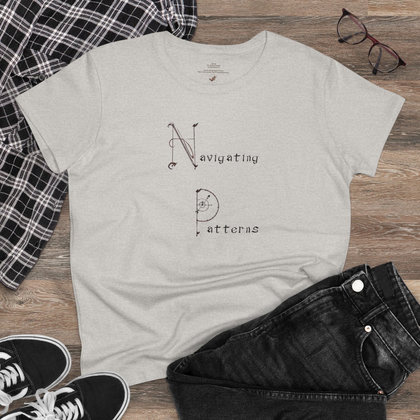 Women's Ash Navigating Patterns T-Shirt paired with jeans and shoes