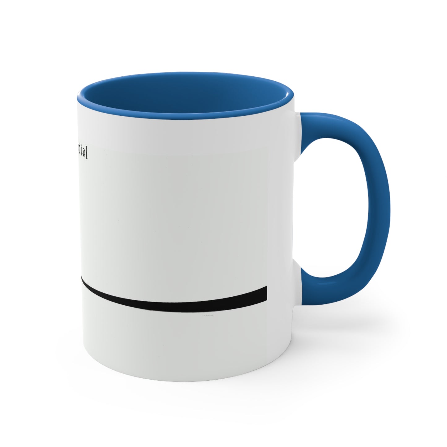 White Coffee Mug, blue handle, blue Inside