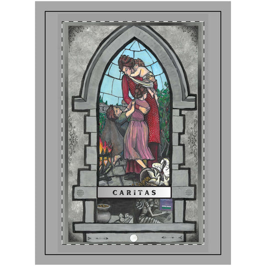 Caritas Wood Topped Wall Tapestry