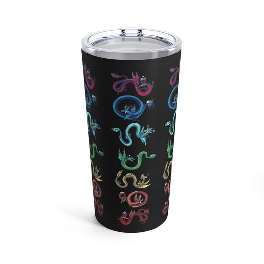 Multi-Colored Psychic Space Dragons Black Tumbler 20oz